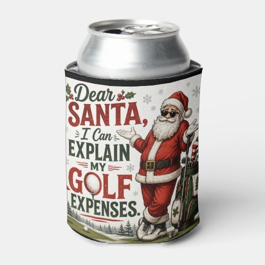 Golf Grappige spreuk met kerstman  Blikjeskoeler (Blikje Voorkant)