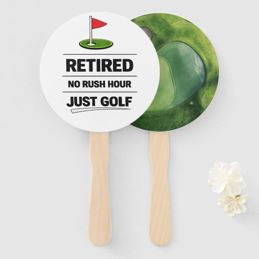 Golf Grappige Uitspraak Golfsport Pensioen Handwaaier (Voorkant en achterkant)