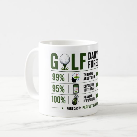 Golf grappige weersvoorspelling koffiemok (Voorkant links)
