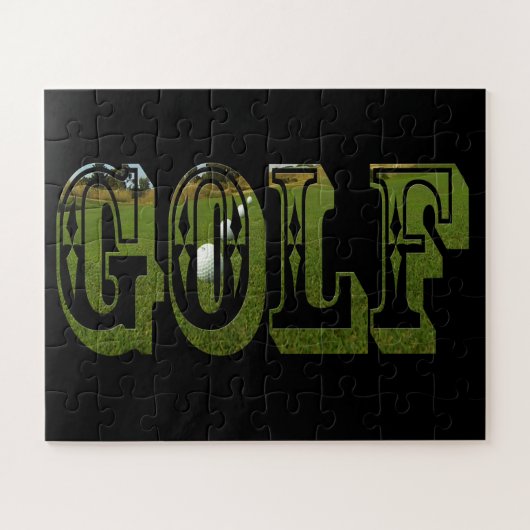 Golf Green Dimensional Word met ballen, Legpuzzel (Horizontaal)