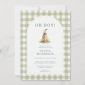 Golf Green Gingham Baby Shower Kaart (Voorkant)