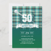 Golf Green Gingham Pattern 50th Birthday Party Kaart (Voorkant)