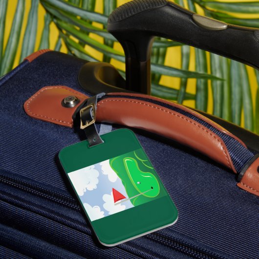 Golf Green met Rode Vlag en Bal Bagagelabel (Voorkant Insitu 1)