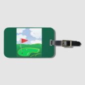 Golf Green met Rode Vlag en Bal Bagagelabel (Voorkant (horizontaal))