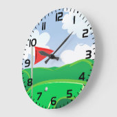 Golf green met rode vlag en bal grote klok (Hoek)