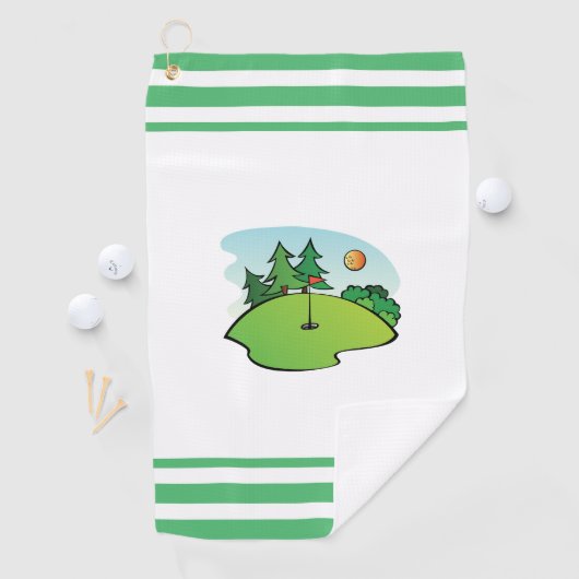 Golf Green met vlag en bal Golfhanddoek (Insitu)