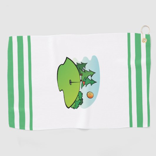 Golf Green met vlag en bal Golfhanddoek (Horizontaal)