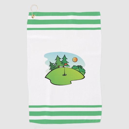 Golf Green met vlag en bal Golfhanddoek (Voorkant)