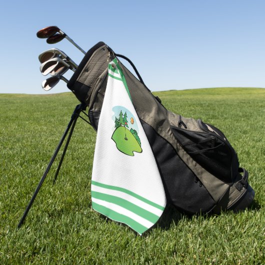 Golf Green met vlag en bal Golfhanddoek (Groen)