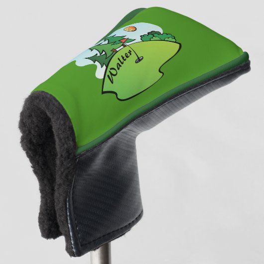 Golf Green met vlag en bal Golfheadcover (3/4 voorkant)