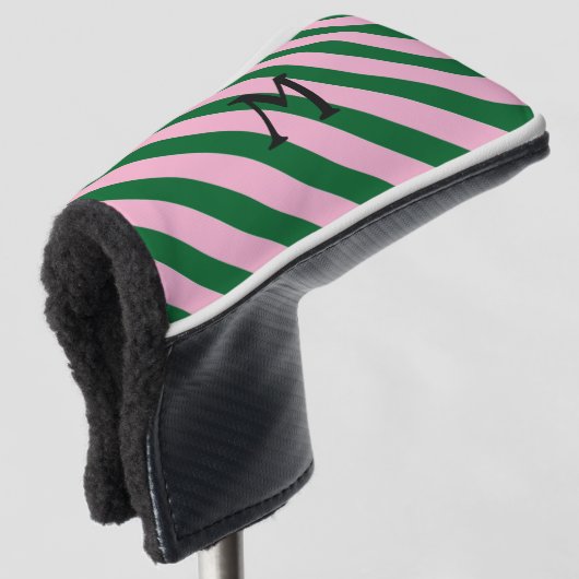GOLF-Green Pink, Monogram Golf Putter Head Hoesje Golfheadcover (3/4 voorkant)