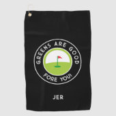 Golf Greens Fore Golfer Humor Funny Black Monogram Golfhanddoek (Voorkant)