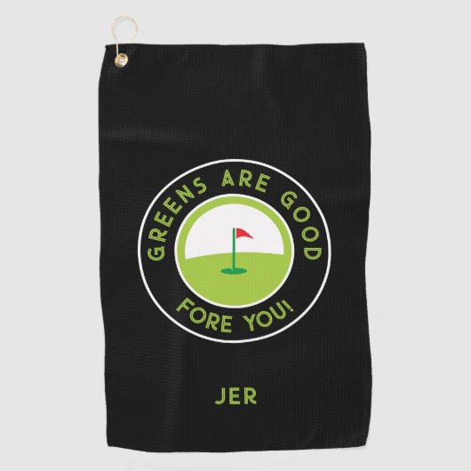 Golf Greens Fore Golfer Humor Funny Custom Black Golfhanddoek (Voorkant)