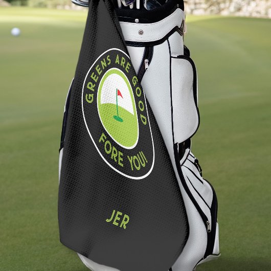 Golf Greens Fore Golfer Humor Funny Custom Black Golfhanddoek