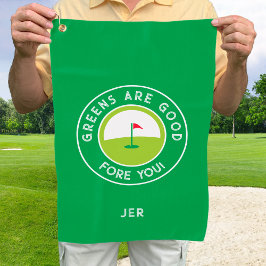 Golf Greens Fore Golfer Humor Funny Green Monogram Golfhanddoek