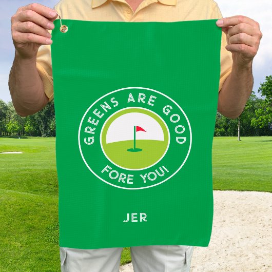 Golf Greens Fore Golfer Humor Funny Green Monogram Golfhanddoek