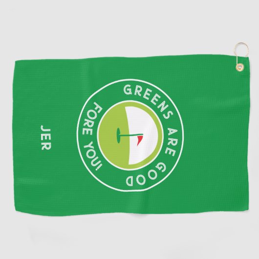 Golf Greens Fore Golfer Humor Funny Green Monogram Golfhanddoek (Horizontaal)