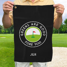 Golf Greens Fore Golfer Humor Grappig Zwart Monogr Golfhanddoek