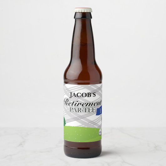 Golf, Grijs Plaid Pensioenfeest Bier Etiket (Voorkant)