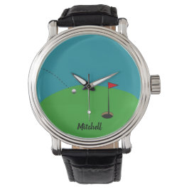 Golf Groen Gepersonaliseerd Horloge