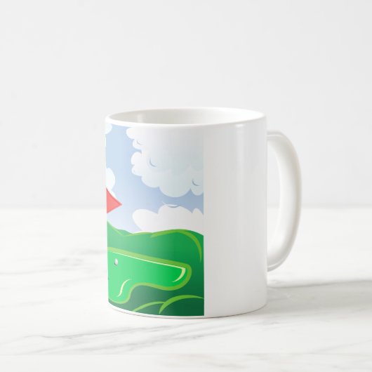 Golf Groen met Rode Vlag en Bal Koffiemok (Voorkant rechts)