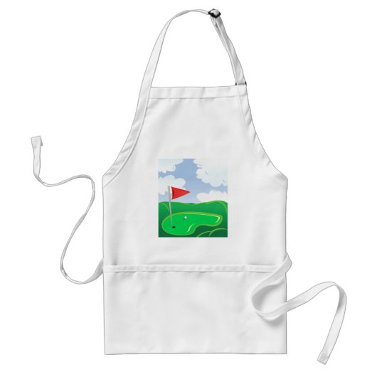 Golf Groen met Rode Vlag en Bal Standaard Schort (Voorkant)