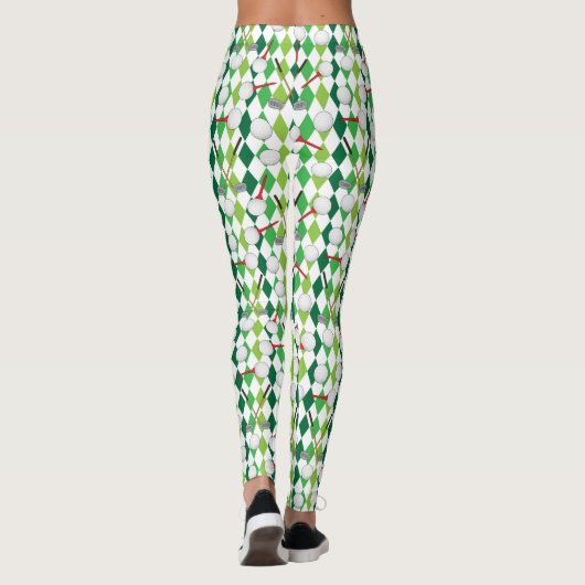 Golf Groen Wit Argyle Patroon Leggings (Achterkant)
