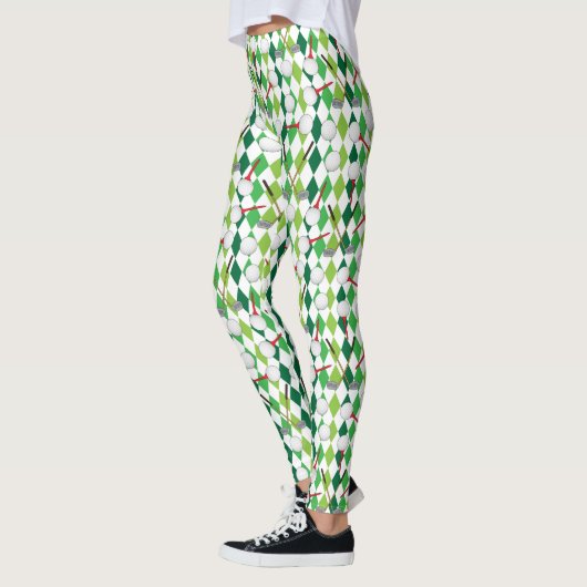 Golf Groen Wit Argyle Patroon Leggings (Links)