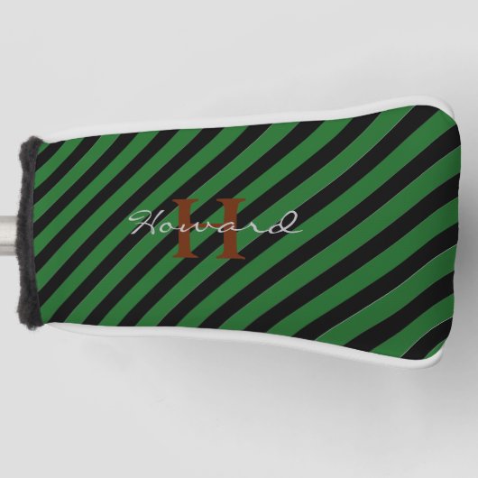 GOLF-Groene Stripe, Monogram Golf Putter Head Hoes Golfheadcover (Voorkant)