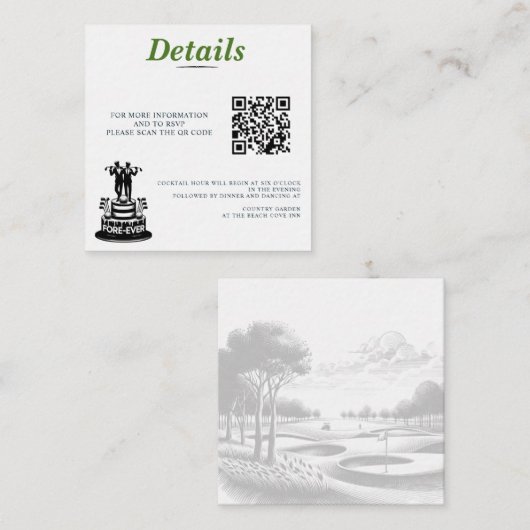 Golf Grooms Bruiloft QR Code Informatiekaartje (Voorkant / Achterkant)
