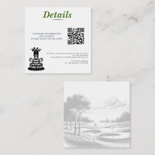 Golf Grooms Bruiloft QR Code Informatiekaartje (Voorkant / Achterkant)