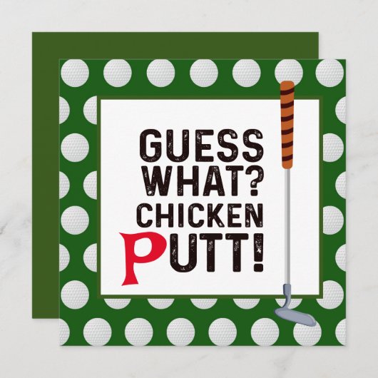 Golf Guest What Chicken Putt Funny Greeting Golfer Bedankkaart (Voorkant / Achterkant)