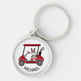 Golf Guy Gift Custom Cart Monogram Name Sleutelhanger
