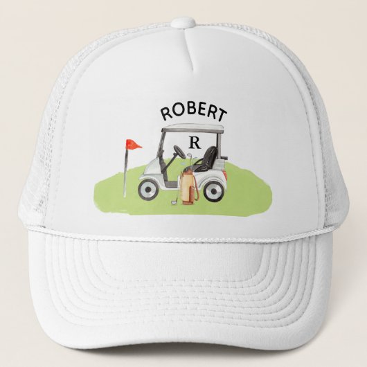 Golf Guy Winkelwagen Monogram Naam Trucker Pet (Voorkant)