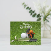 Golf Halloween Dag met golfbal pompoen Briefkaart (Staand voorkant)