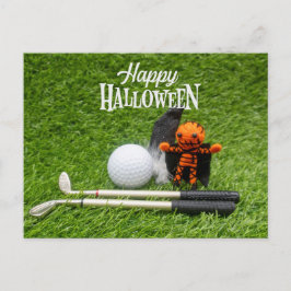 Golf Halloween Dag met golfbal pompoen Briefkaart