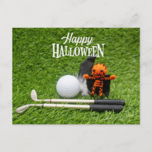 Golf Halloween Dag met golfbal pompoen Briefkaart