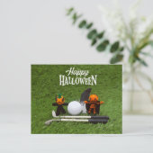 Golf Halloween Dag met golfbal pompoen Briefkaart (Staand voorkant)