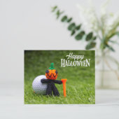 Golf Halloween Dag met golfbal pompoen Briefkaart (Staand voorkant)