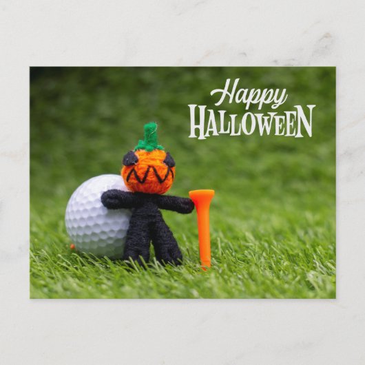 Golf Halloween Dag met golfbal pompoen Briefkaart (Voorkant)