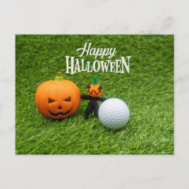 Golf Halloween Dag met golfbal pompoen Briefkaart