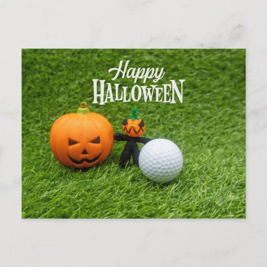 Golf Halloween Dag met golfbal pompoen Briefkaart (Voorkant)