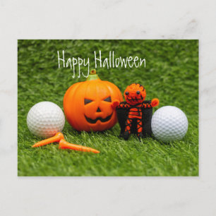 Golf Halloween Dag met golfbal pompoen Briefkaart