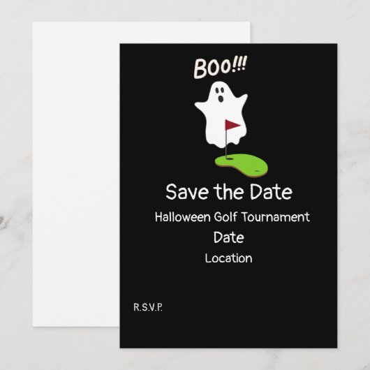 Golf Halloween Day met Ghost save the date Kaart (Voorkant / Achterkant)