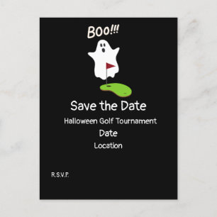 Golf Halloween Day met Ghost sparen de datum Briefkaart