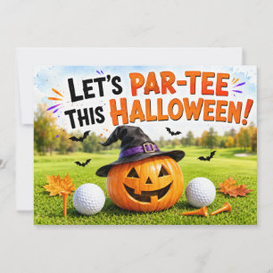 Golf Halloween-feestuitnodiging met monster Kaart