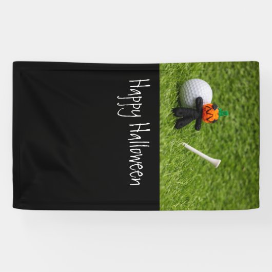 Golf Halloween met golf- en pompoenspook Spandoek (Horizontaal)