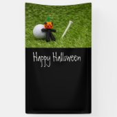 Golf Halloween met golf- en pompoenspook Spandoek (Verticaal)