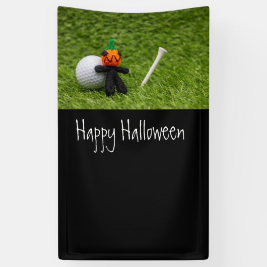 Golf Halloween met golf- en pompoenspook Spandoek (Verticaal)