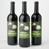 Golf Halloween met golfbal en spookgolf Wijn Etiket (Flessen)